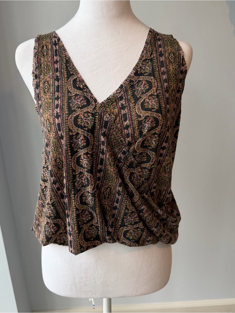 We The Free / Free People Small Paisley Crossover Surplice Tank Top